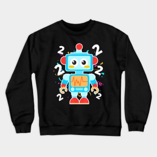 Kids 2nd Birthday Bot Robot  For 5 Year Old Boys Girl Crewneck Sweatshirt